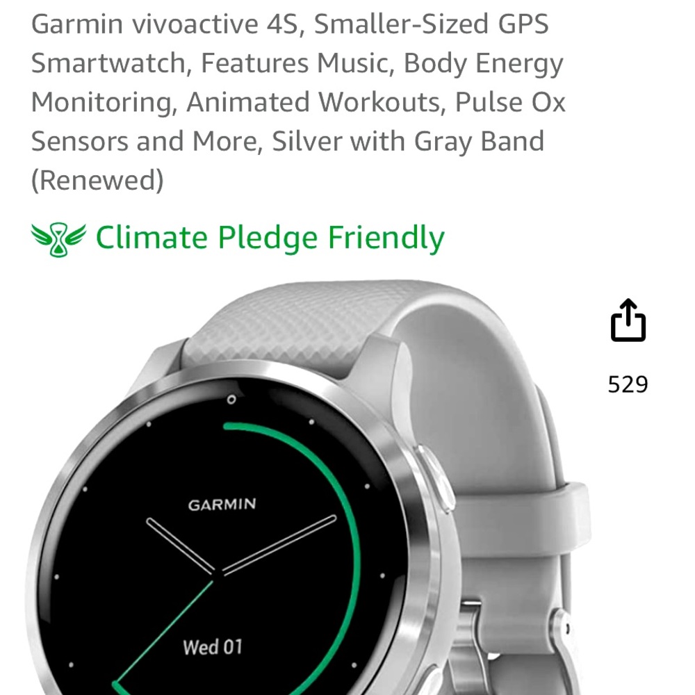Garmin Vivoactive 4S, smaller size. Comes with original box and charger $150